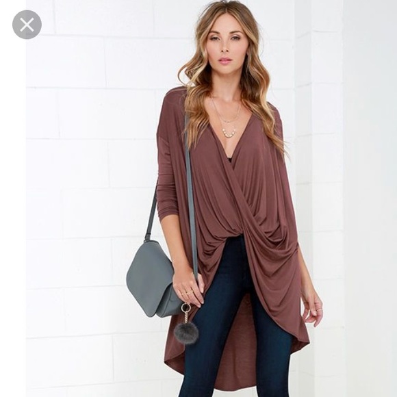 Lulus Tops - Lulu’s Maroon Sweeping Motion High Low Top SZ S